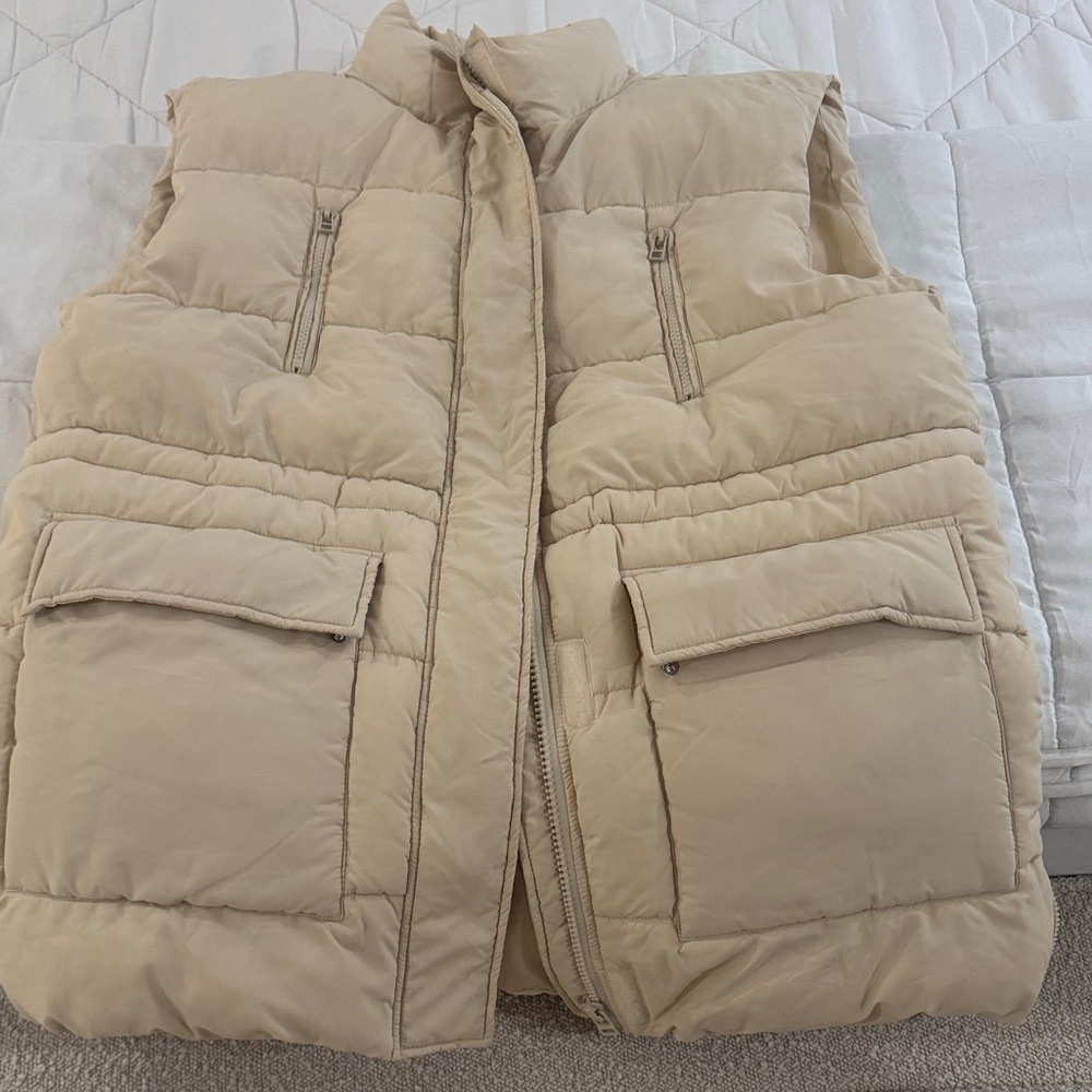 Topshop Beige Quilted Vest